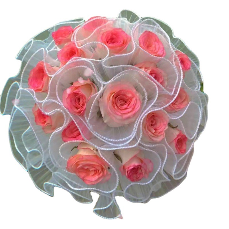 Wholesale flower packaging wave yarn Pearl pleated mesh Tanabata Valentine's Day Korean bouquet packaging materials