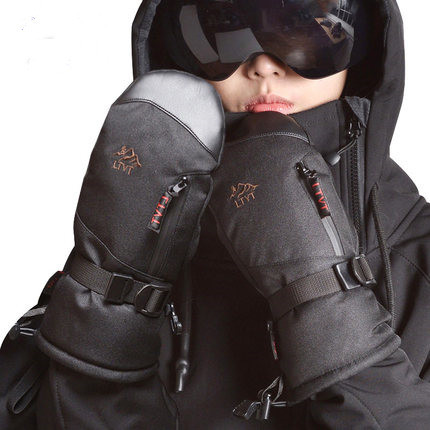 Winter men's and women's snowboard gloves waterproof windproof cold and finger skiing hand stuffy fleece-lined warm