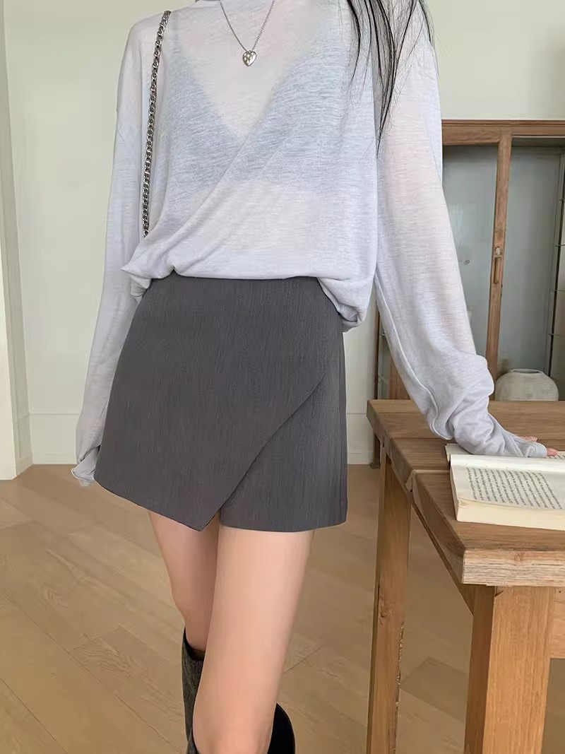 Picture of A word irregular casual shorts children's summer 2024 new fashion temperament bag hip slim hot girl pants skirt
