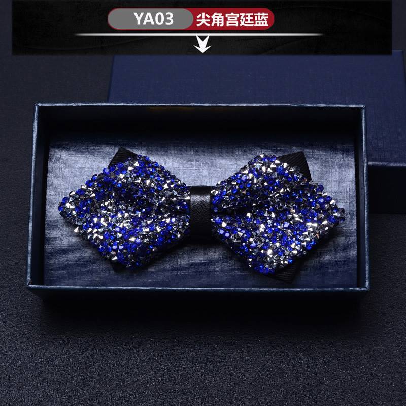 Picture of Pointed Boxer Bow Tie Men's Wedding Wedding Bridegroom Shirt Brothers British 3D Crystal Fashion Wine Red