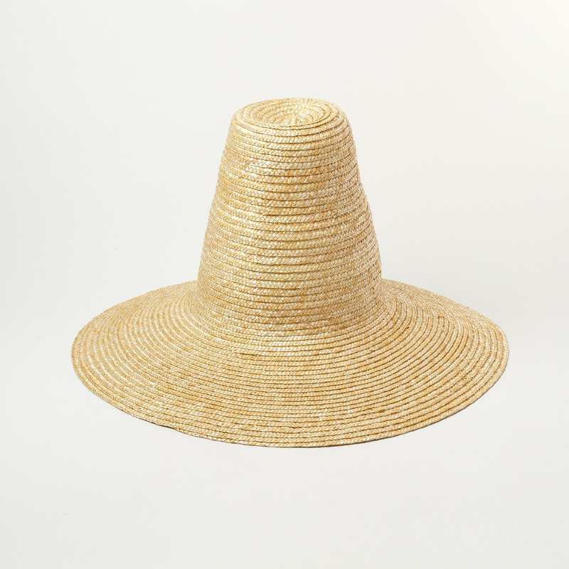 European and American retro high-top big brim straw hat stage fashion catwalk style Straw Hat sun protection big brim straw hat