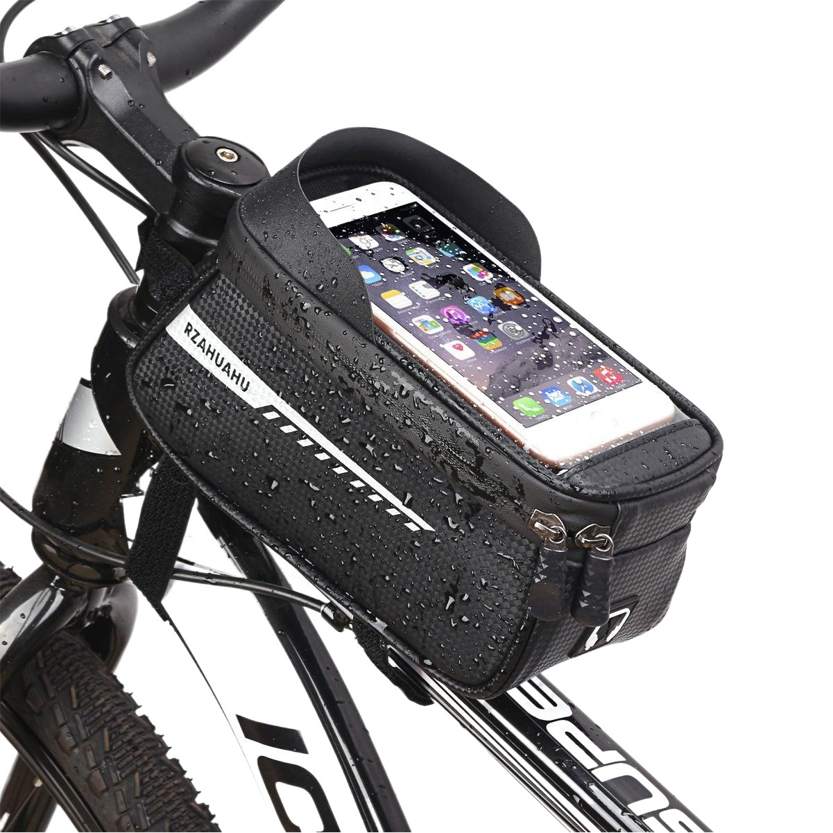 RZAHUAHU upper tube bag mountain road bike front beam bag head bag mobile phone waterproof saddle bag