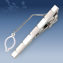 Picture of Metal tie clip men's suit chain 140 simple flower type business atmosphere with drill tie clip
