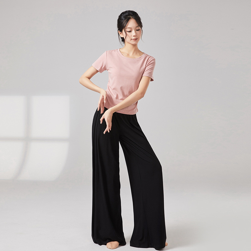 Picture of Women's dance costumes, adult body training suits, modern dance wear, ballet practice wear, crew neck slimming classical dance costumes