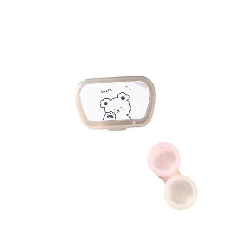 Picture of Ins Storage Mirror Cartoon Beautiful Pupil Box Contact Lens Simple Cute Mirror Box Portable Care Box Double Box