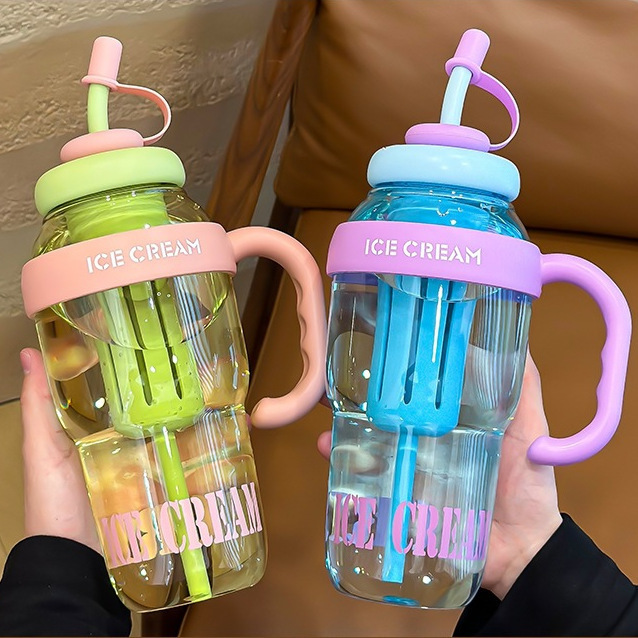Picture of Net red belly cup high color value large capacity handle cup summer ice cup plastic straw cup 2025 new