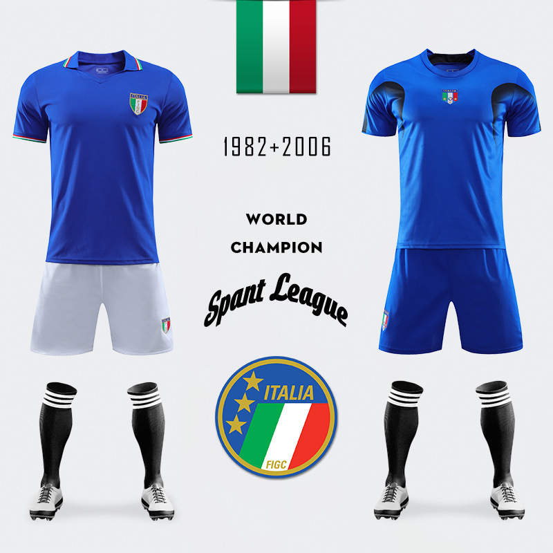 Italy National Team Retro Football Uniform Male Children Student Game Training Team Uniform Sports Suit Jersey