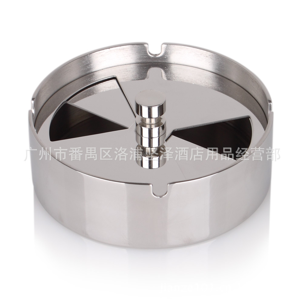 Picture of [Small] high-grade thick stainless steel rotating ashtray rotating windproof ashtray rotating cover can be sealed