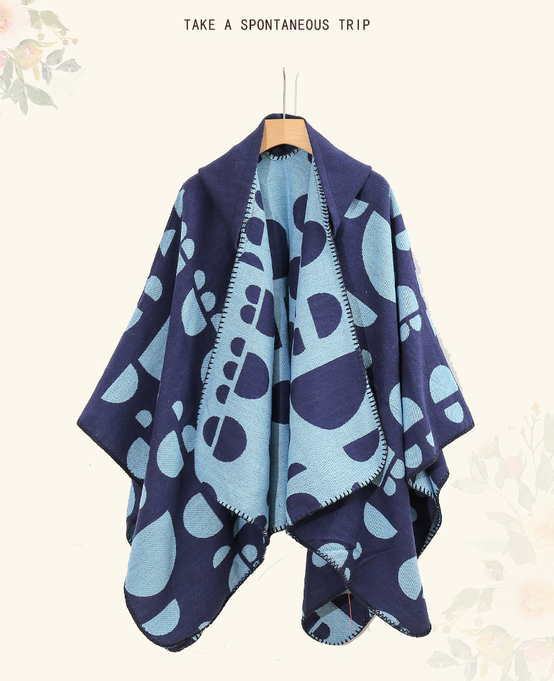 Picture of Ethnic Style Hooded Shawl Women's Yunnan Western Sichuan Travel Wear Costume Xinjiang Desert Photograph Outer Cape Cape