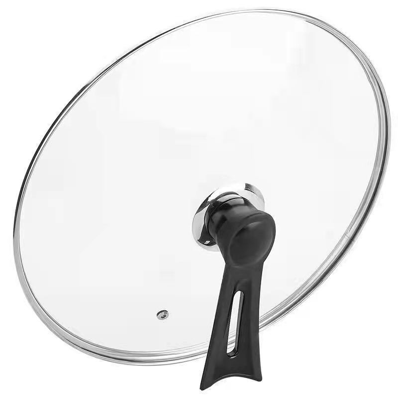 Picture of Food Grade Pot Cover Handle Household Cap Glass Tempered High Temperature Stainless Steel Wok Universal Transparent Cooking Cover