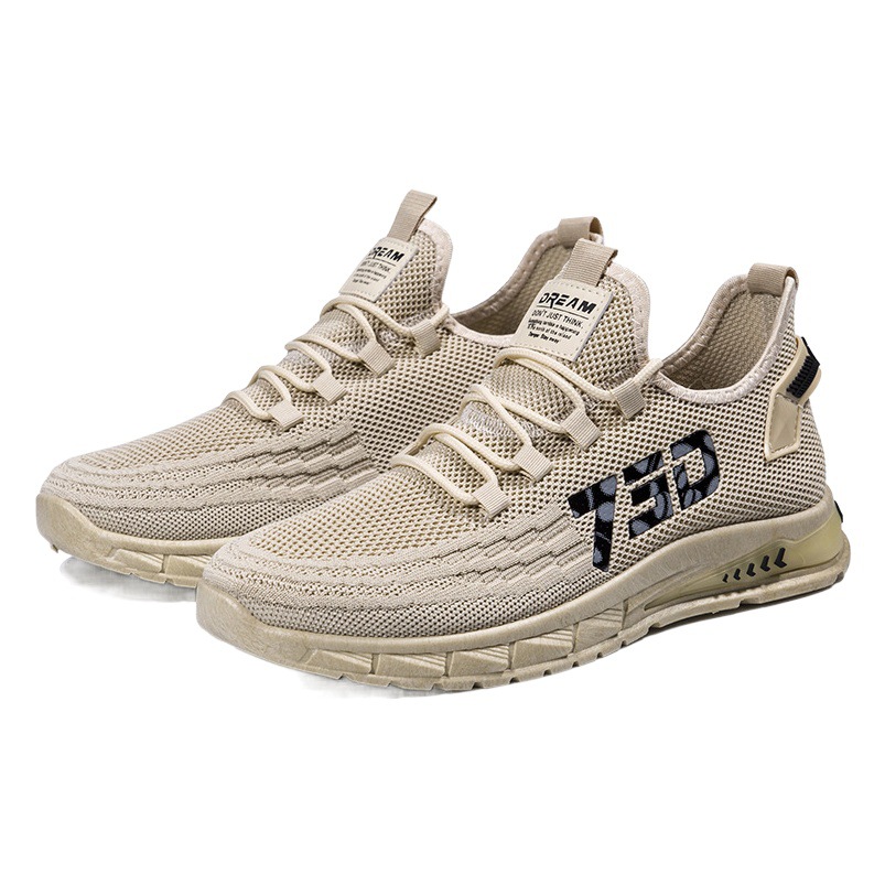 Large Size Men's Shoes Summer Breathable Mesh Men's Sports Running Fly Woven Trendy Shoes Casual Fashion Work Men's Shoes