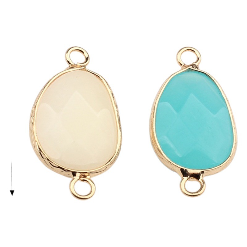 Cross-border hot selling new natural stone pendant copper wrapping cut-shaped double hanging pendant wholesale