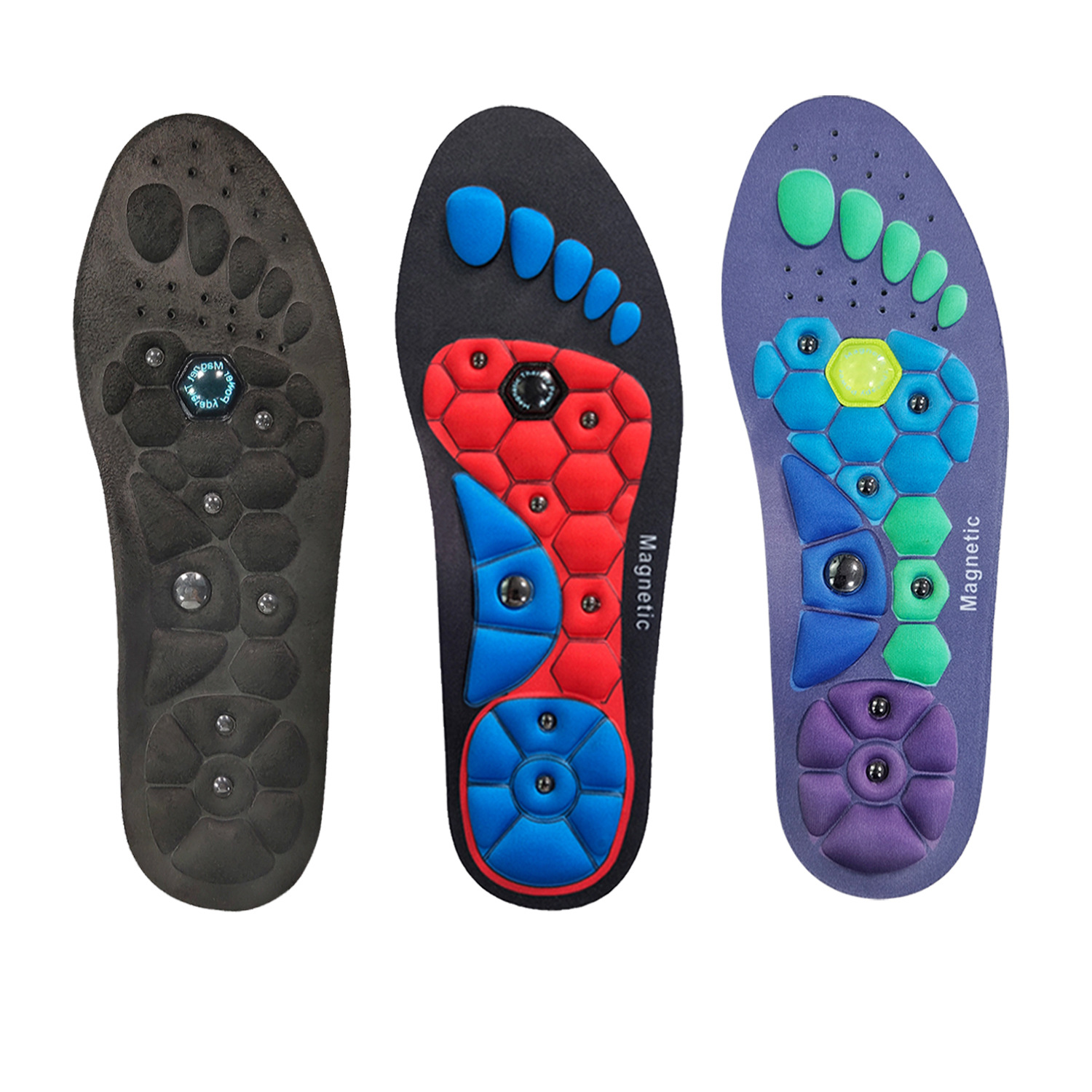 Magnetic massage insole new foot acupoint magnetic therapy health care arch pad sweat absorption breathable meridian dredge insole