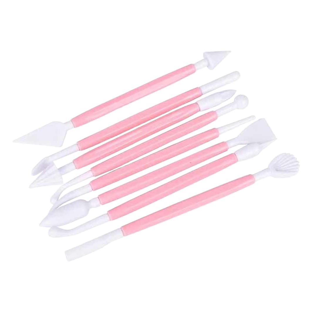 Cross-Border Clay Soft Pottery Clay Pottery Tools Plastic Cake Baking Embossing 8-Piece Set Clay Sculpture Tools Opp Bag