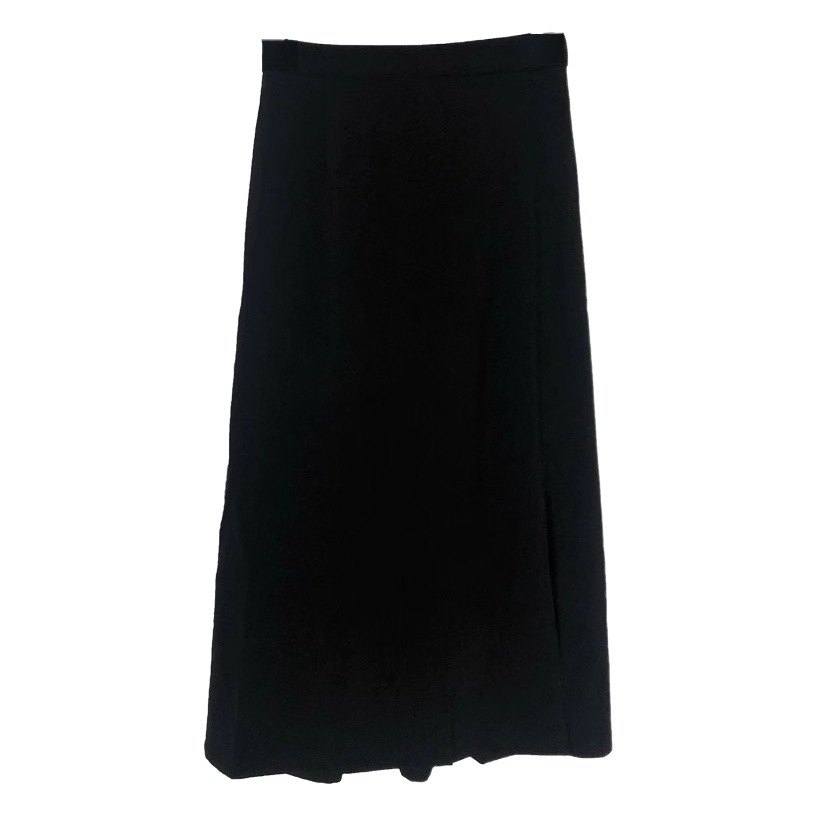 Women's Mid-length skirt Summer chiffon high waist slimming black thin one-step suit split sheath A- line skirt