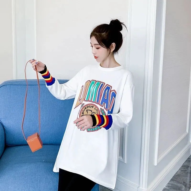 Picture of Pregnant women's clothing autumn fashion fashion mom autumn belly cover loose slim long top T-shirt does not show the spring and autumn