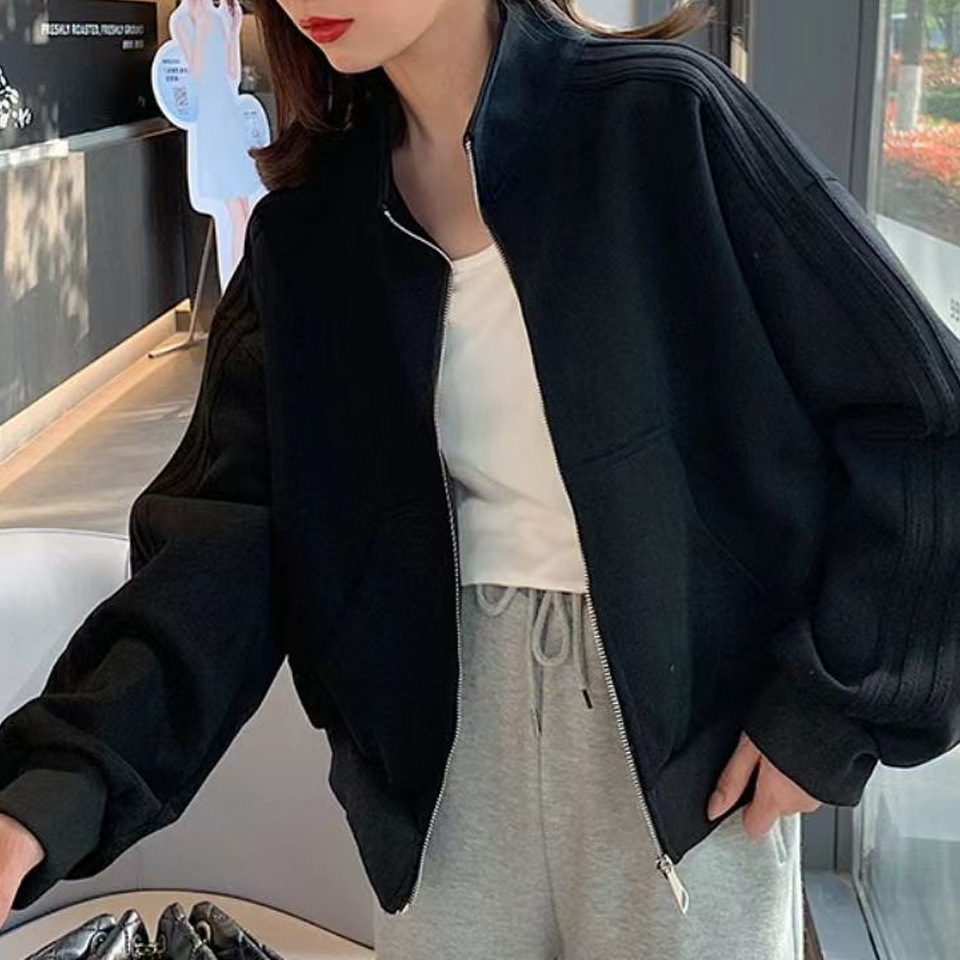 Picture of Short sweater women's autumn and winter student all-matching jacket top 2023 new Japanese Harajuku BF style three-bar coat