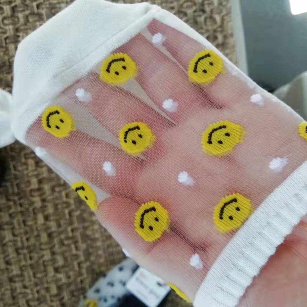 Picture of Summer Thin Mesh Mesh Silk Cotton Bottom Love Smiling Face Shallow Mouth Boat Socks Heel Silicone South Korea Socks