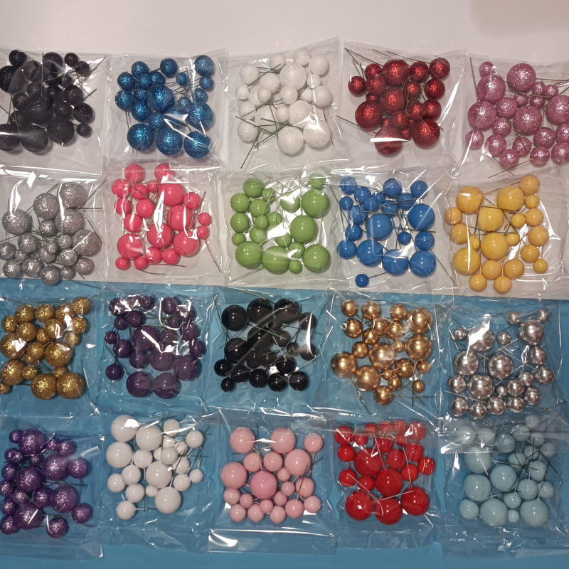 20 Pieces of Mixed Size Gold and Silver Cake Decoration Foam Balls Gold Balls Colorful Balls Cake Decoration Plug-In Round Balls