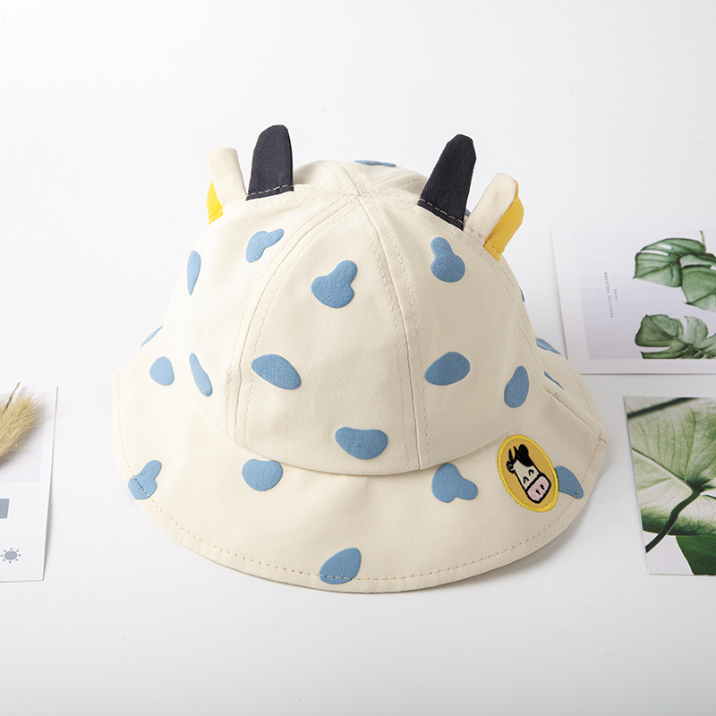 Picture of Baby Hat Spring and Summer Korean-style Sunshade Basin Hat for Boys and Girls Cute Cow Super Cute Breathable Net Fisherman Hat