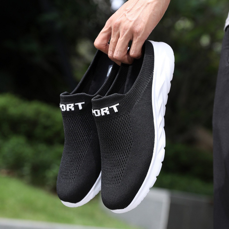 Summer Mesh Men's Shoes Half Slippers Breathable Casual Shoes plus size Soft Bottom Walking Shoes Lightweight Hollow Trendy Men's Cross-border