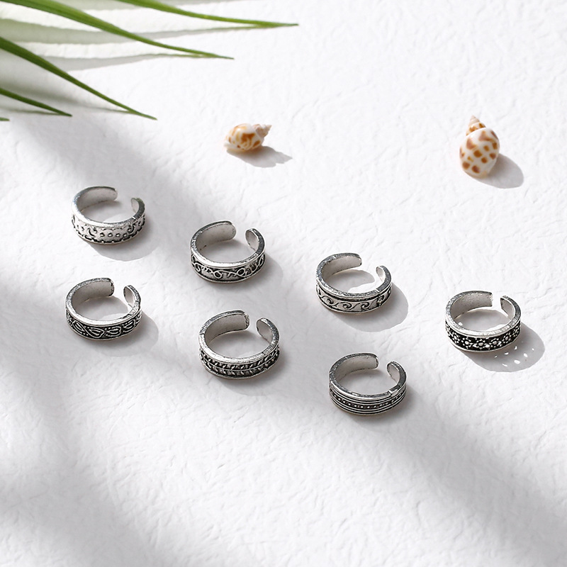 Picture of 2023 European and American cross-border new beach turtle ring retro hollow petal opening adjustable foot ring female wholesale