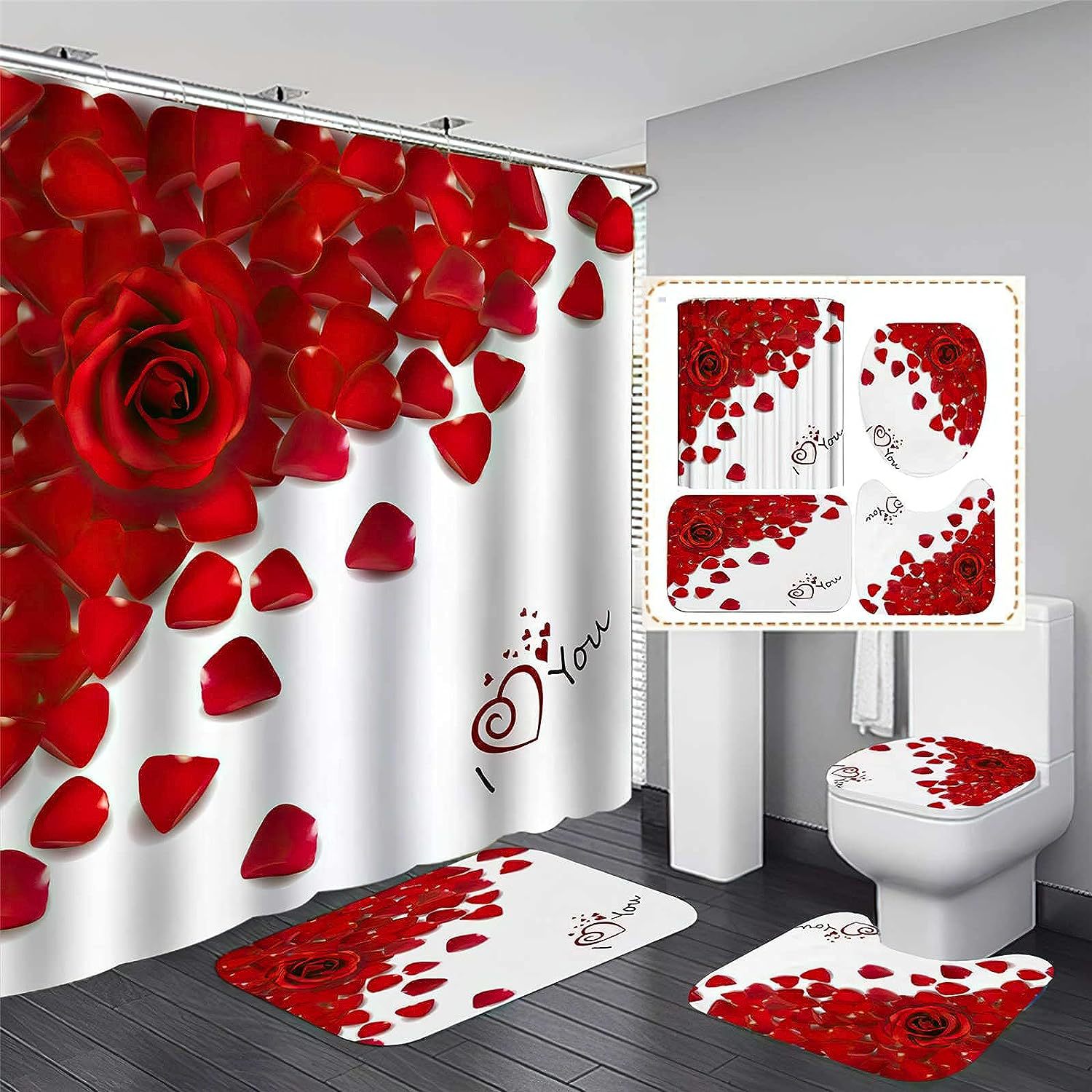 Picture of Cross-border supply non-perforated waterproof shower curtain bathroom partition bathroom thickened printed hanging curtain manufacturers wholesale