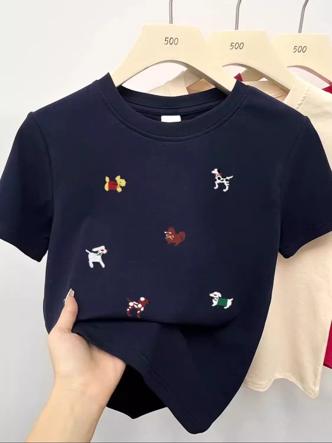 Small front shoulder short sleeve T-shirt 2025 new summer close-fitting versatile short American round neck casual top women's fashion