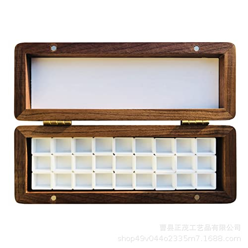 Picture of Children's Handmade ins Wind Magnetic Cover Black Walnut 15G Watercolor Pigment Wooden Box Portable Handicraft Paint Box