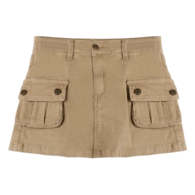 Skirt Women's khaki Spice Girl High Waist Slimming Hip Skirt 2023 Autumn New American Style Skirt ins