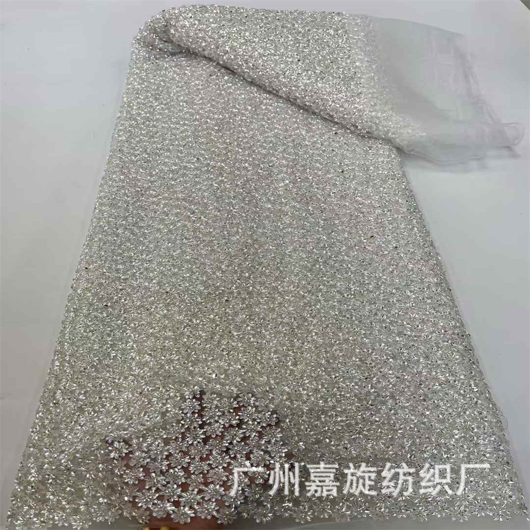 Full Version of High-Density Stereo Sequins Stacked Flowers Beaded Flower Core Lace Embroidered Cloth Children's Clothing Dress Skirt Fashion Fabric