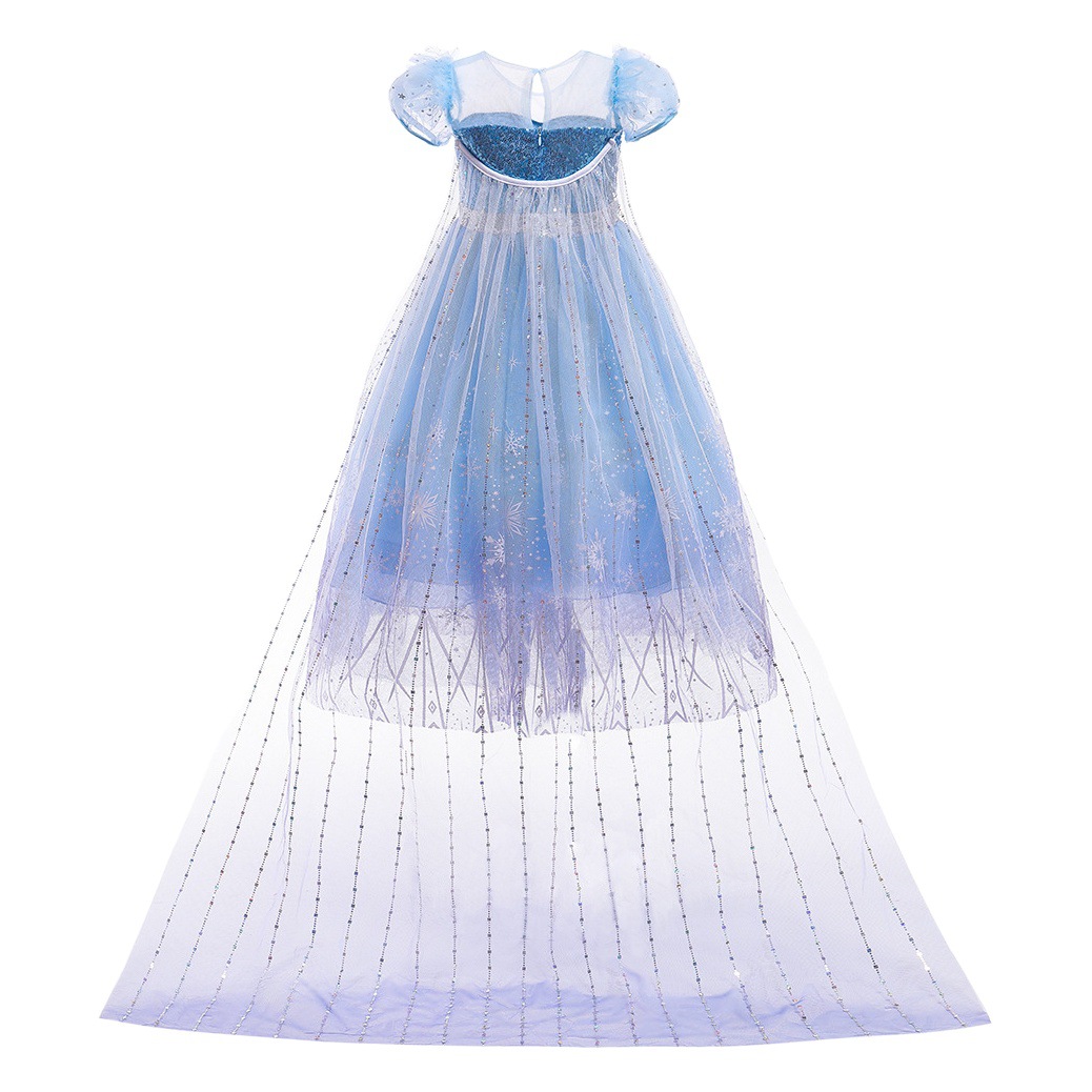 Dress Kids Children's Dress New Frozen 2 Sequins Mesh Tutu Dress Trailing Princess Elsa Dress