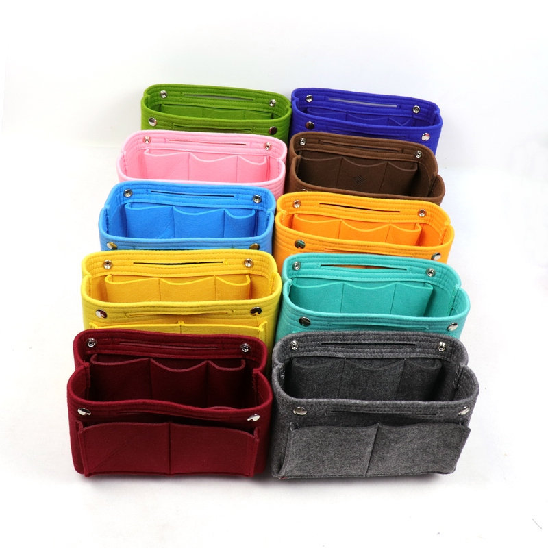 Picture of Factory wholesale felt cosmetic bag multi-functional Women's Travel liner bag large capacity felt snap storage bag