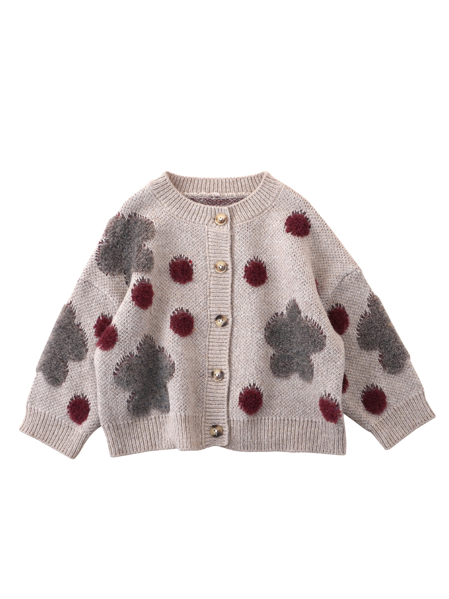 Picture of 2024 Spring New Korean Style Children's Clothing Girls Large Polka Dot Sweater Children's Sweater Baby Girl Knitted Cardigan