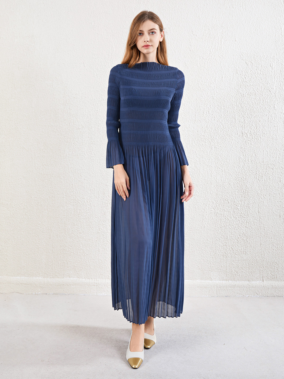 European and American Clothing Long-Sleeved Dress for Women 2024 Early Autumn New Large Size Slim Round Neck Elegant Elegant A-Line Long Skirt