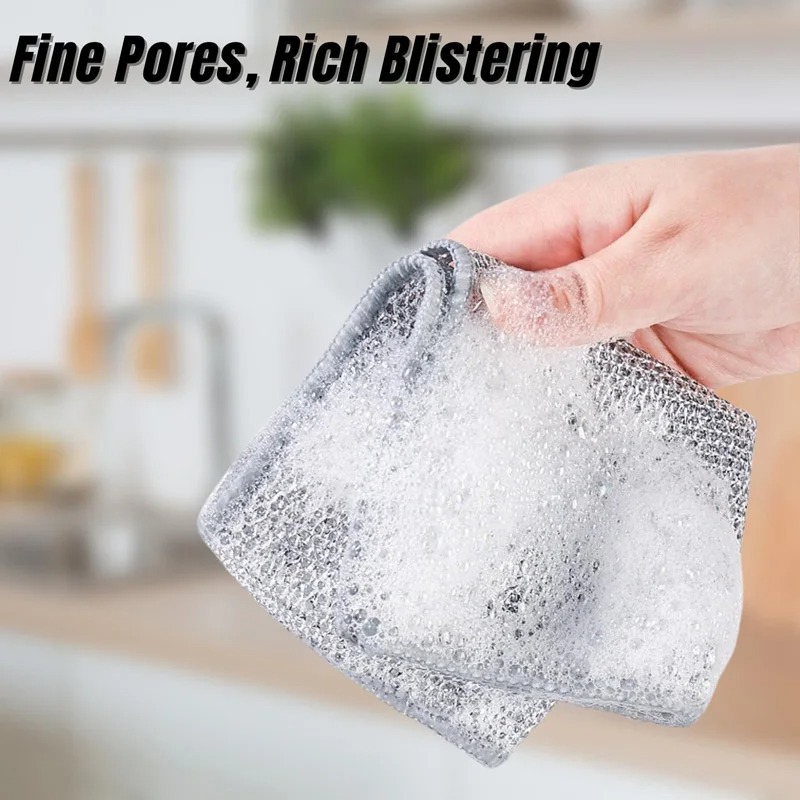 Picture of Opp bag packaging single layer double layer silver composite cloth instead of steel wire kitchen steel wire dishwashing cloth scouring pad