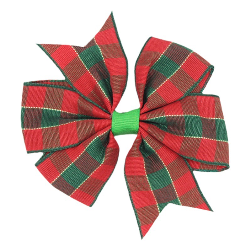 Amazon Hot Selling European and American Christmas Party Headwear Plaid Stripe Bow Hairpin Little Girl Hairpin Accessories