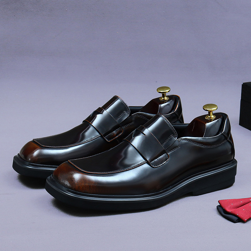 [presale Non-in stock] Foreign Trade Casual Leather Shoes Men's Genuine Leather Breathable Bright British Dress Business Men's Shoes Soft Leather