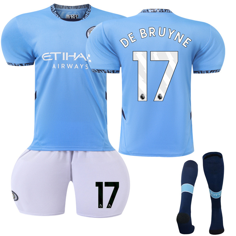 Picture of 2425 Manchester City Home New Football Suit No.9 Harland Jersey 17 De Braunay suit Foreign Trade Supply Factory