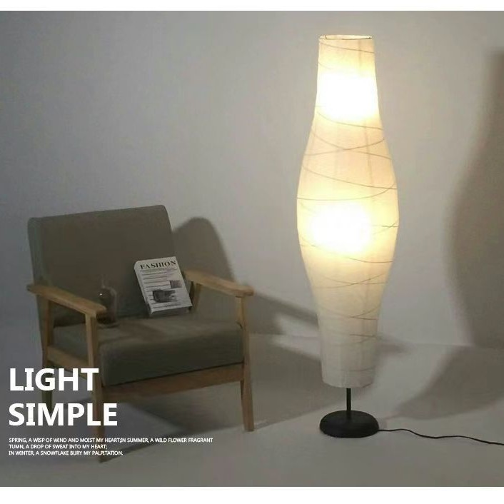 Picture of Scandinavian Japanese Creative Stylish Warm Color Simple Modern Study Paper Lighting Bedroom Living Room Telescopic Standing Lamp Floor Lamp