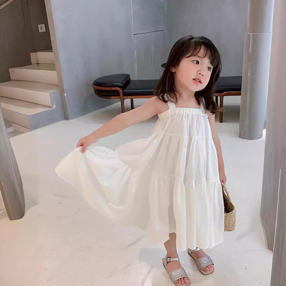 Picture of 2025 Summer New Style Girls' Suspender Skirt Girls' Skirt Seaside Vacation Style Beach Skirt Super Fairy Dress