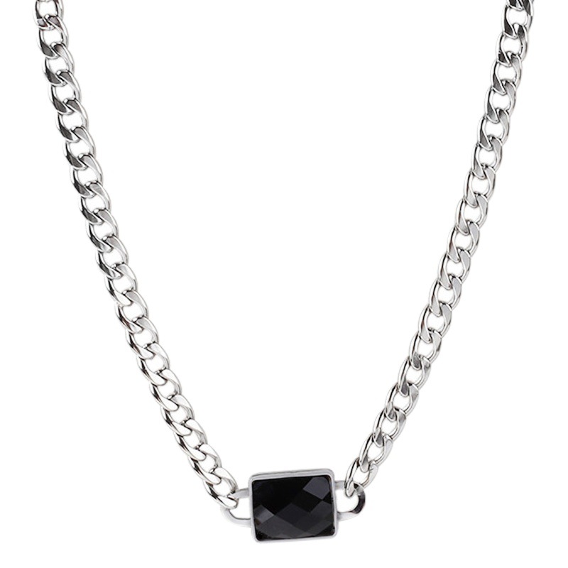 Europe and the United States new geometric square zircon necklace female spot jewelry independent packaging fashion Joker grinding chain wholesale