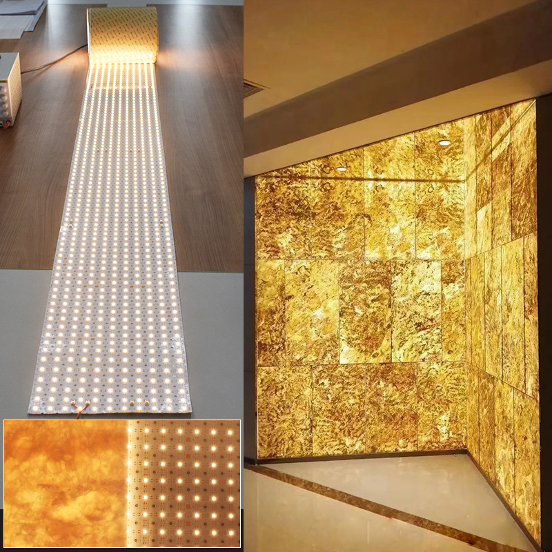 Low-voltage island luxury stone LED luminous panel, bar counter jade translucent stone luminous flexible light board, 10 meters per roll