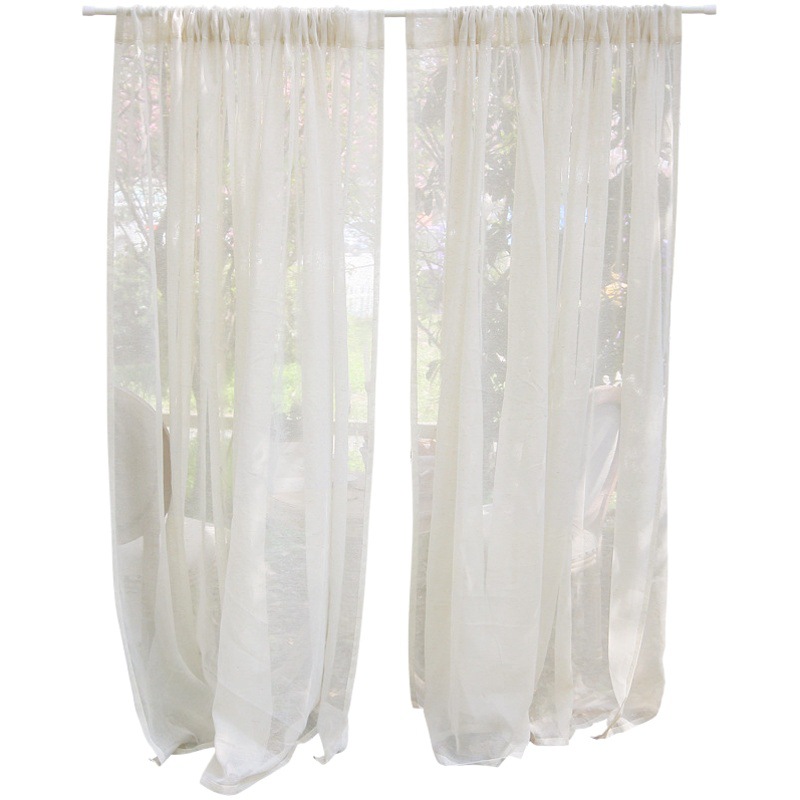 Retro New Chinese Style Linen Yarn Curtain Yarn Curtain Light Transparent and Impermeable Linen Wind Screen Solid Color Chinese Style Partition Japanese Style