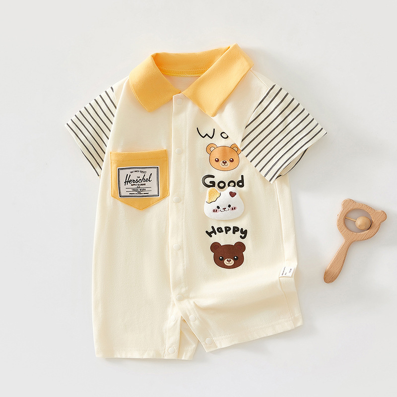 Picture of Baby's jumpsuit summer thin cotton newborn clothes for boys and girls baby super cute climbing clothes cute short sleeve ha clothes