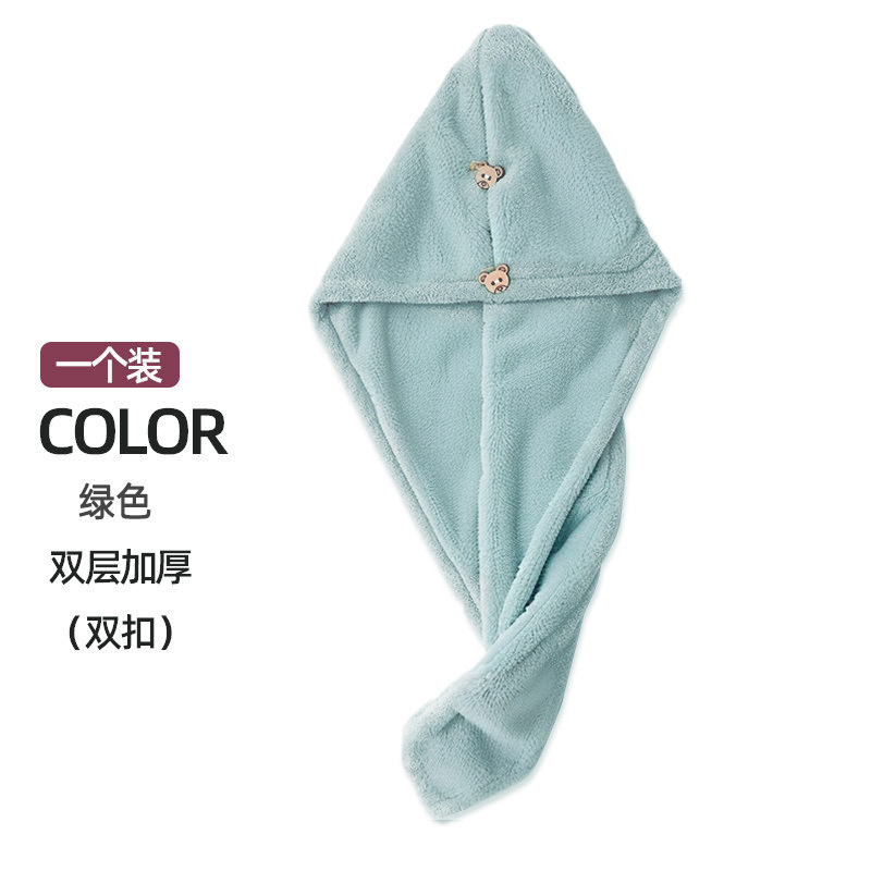 Picture of Cross-border Double-layer Thickened Shower Cap Women's Water Absorbent Quick-drying Cap Coral Fleece Hair Dried Towel Towel Wash Headband Hair Dried Cap