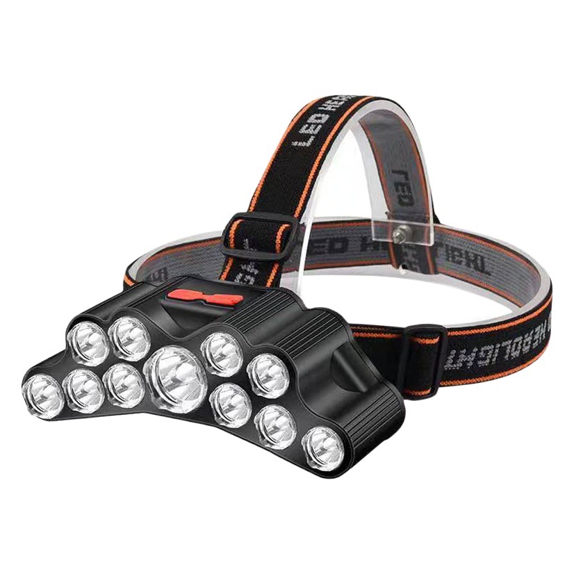 Cross-border new 11-core led head-mounted headlight portable bright headlight outdoor fishing waterproof rechargeable miner's lamp