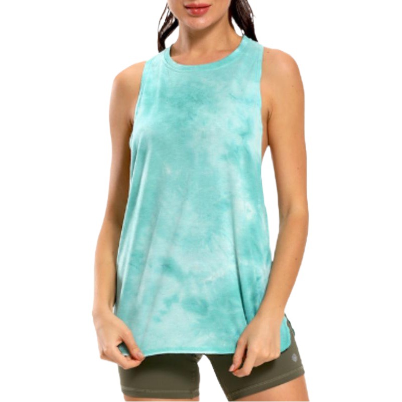 New Tie-dye Printed Sports Vest Women's Cross-border European and American Quick-drying Running Loose Yoga Top Fitness Vest