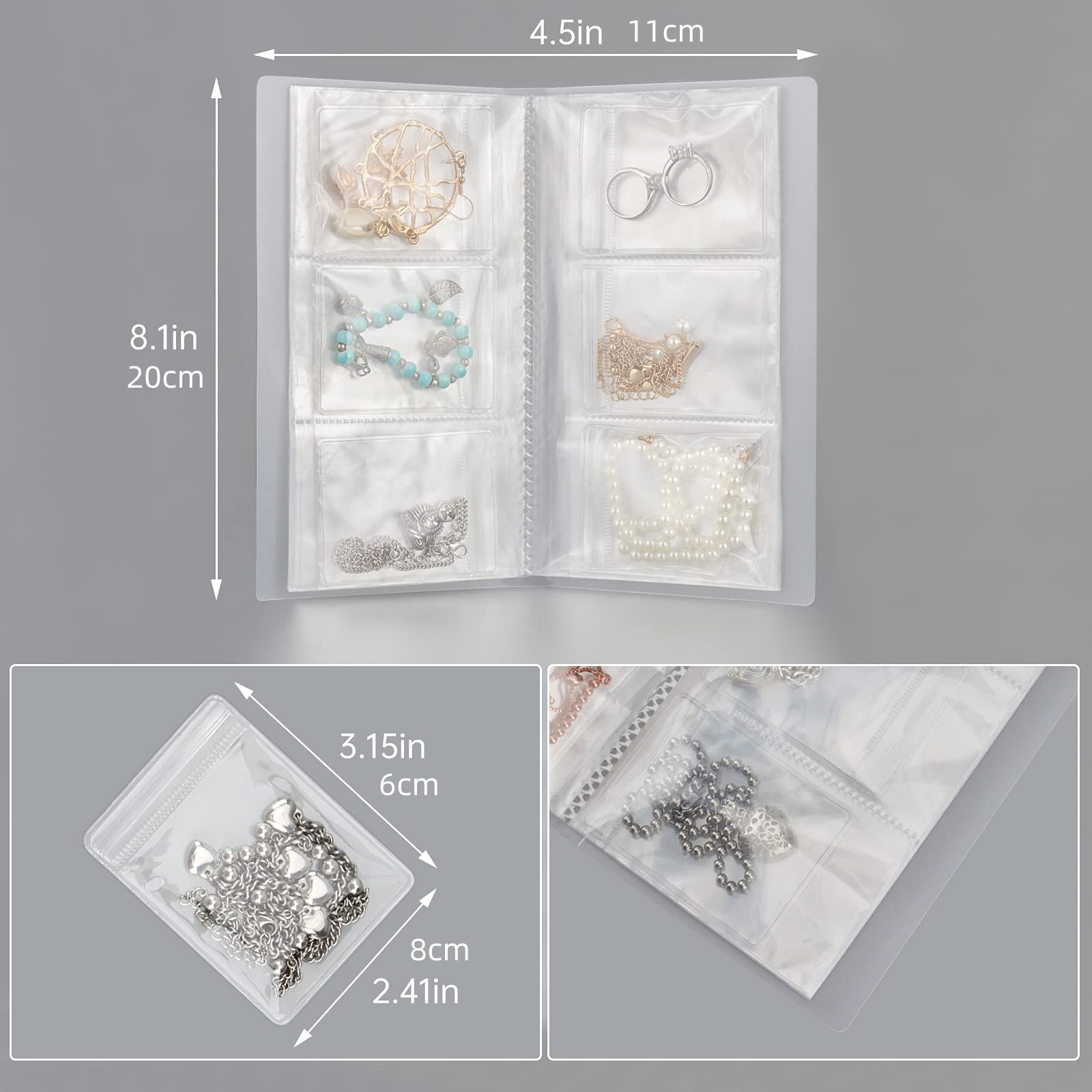 Picture of Portable PVC Transparent Dust-proof Bag Necklace Jewelry Storage Book Earrings Jewelry Storage Bag Anti-oxidation Sealed Bag