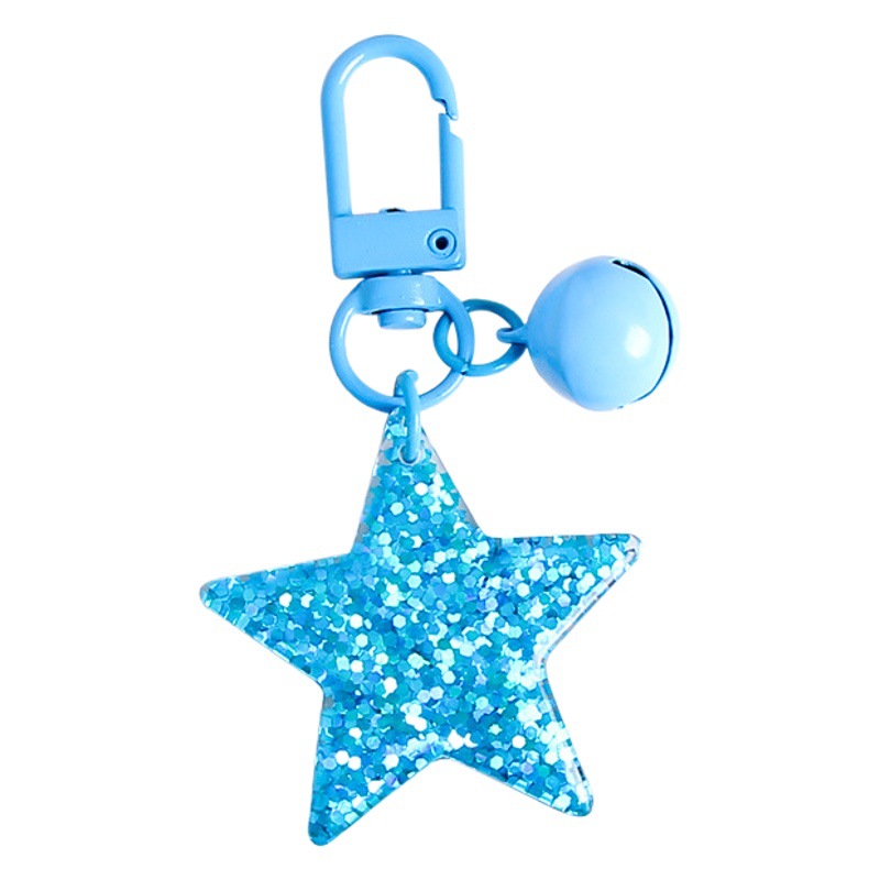 DIY personality flash Diamond five-pointed star key chain pendant candy-colored glitter star simple fashion bag hanging accessories